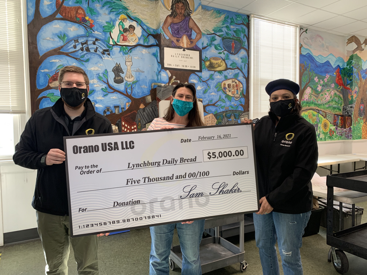 Orano donation VA Lynchburg Daily Bread